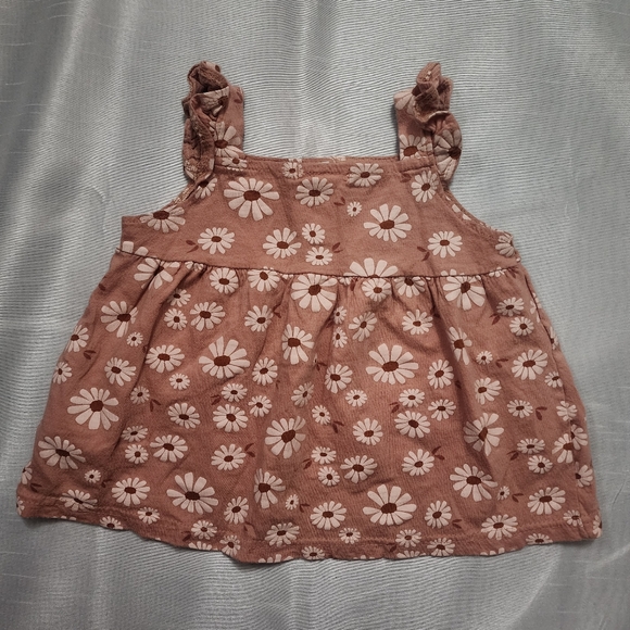 Girls Willow and Whimsy Flowy Floral Top with Ruffle Straps - Tan, Size 18 Month - Picture 4 of 4